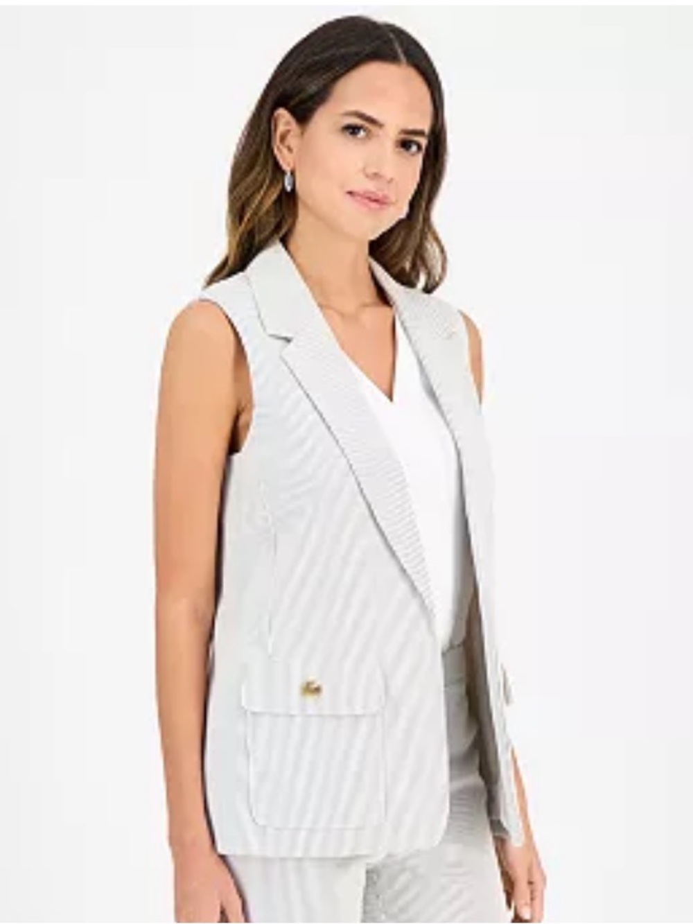 Kasper
Women's Striped Notched-Collar Vest sz6 NWT